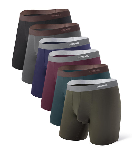 Separatec Mens Underwear with Pouch Moisture Wicking Rayon Made From Bamboo Underwear Men Breathable Boxer Briefs 3 or 6 Pack(L, Assorted Colors)