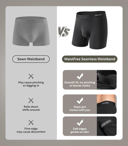 DAVID ARCHY Mens Underwear Silky Soft Second Skin Modal Boxer Briefs Waistfree Seamless Waistband Underwear for Men Pack of 4 (M, Black)
