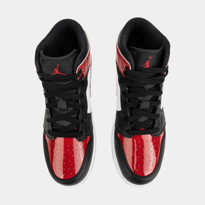 Air Jordan 1 Mid SE Grade School Lifestyle Shoes (Black/Varsity Red/White) Size 5.5