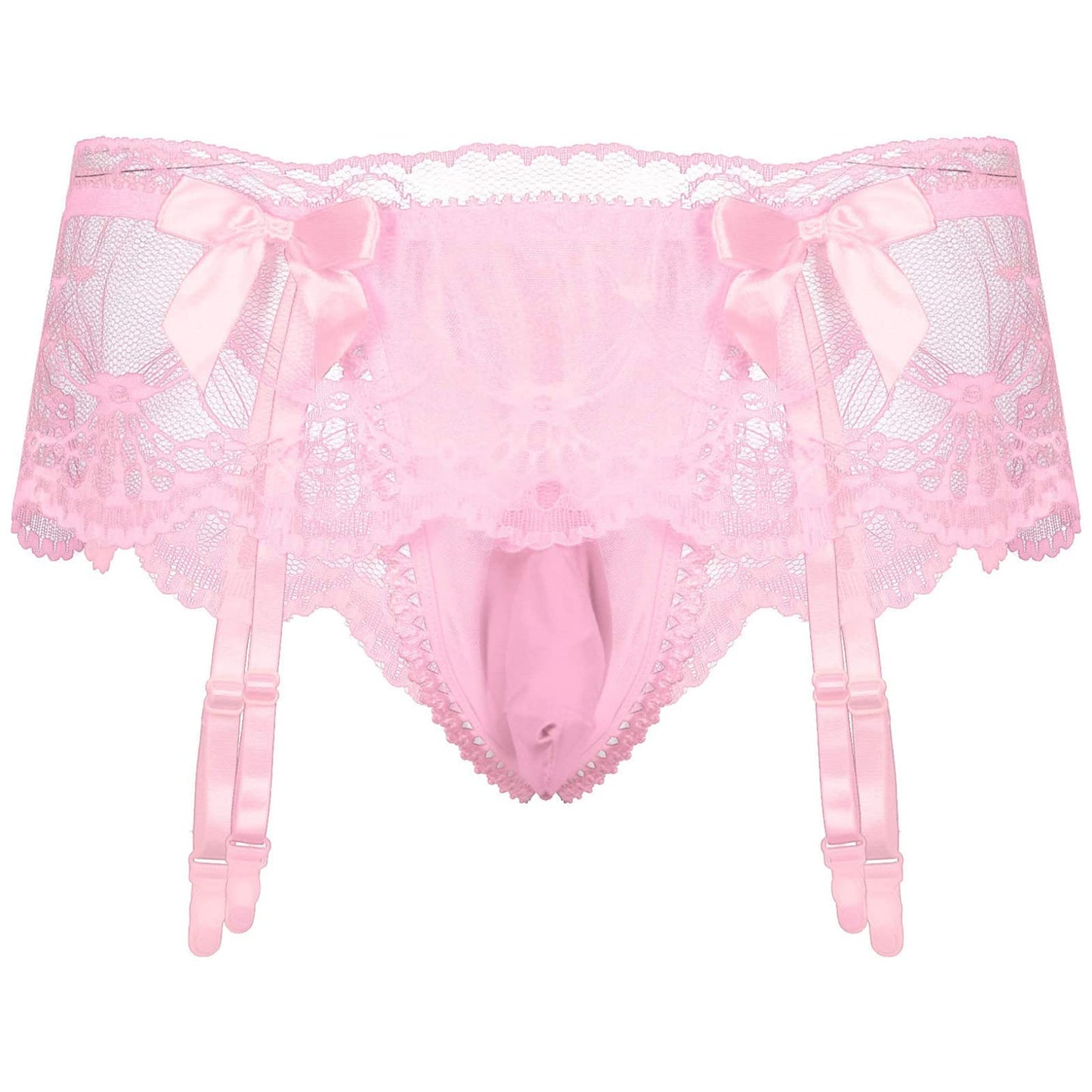 Men's Sissy Pouch Panties Lace Skirted Bikini Briefs Underwear Crossdressing Underpants (US, Alpha, One Size, Regular, Regular, Pink)