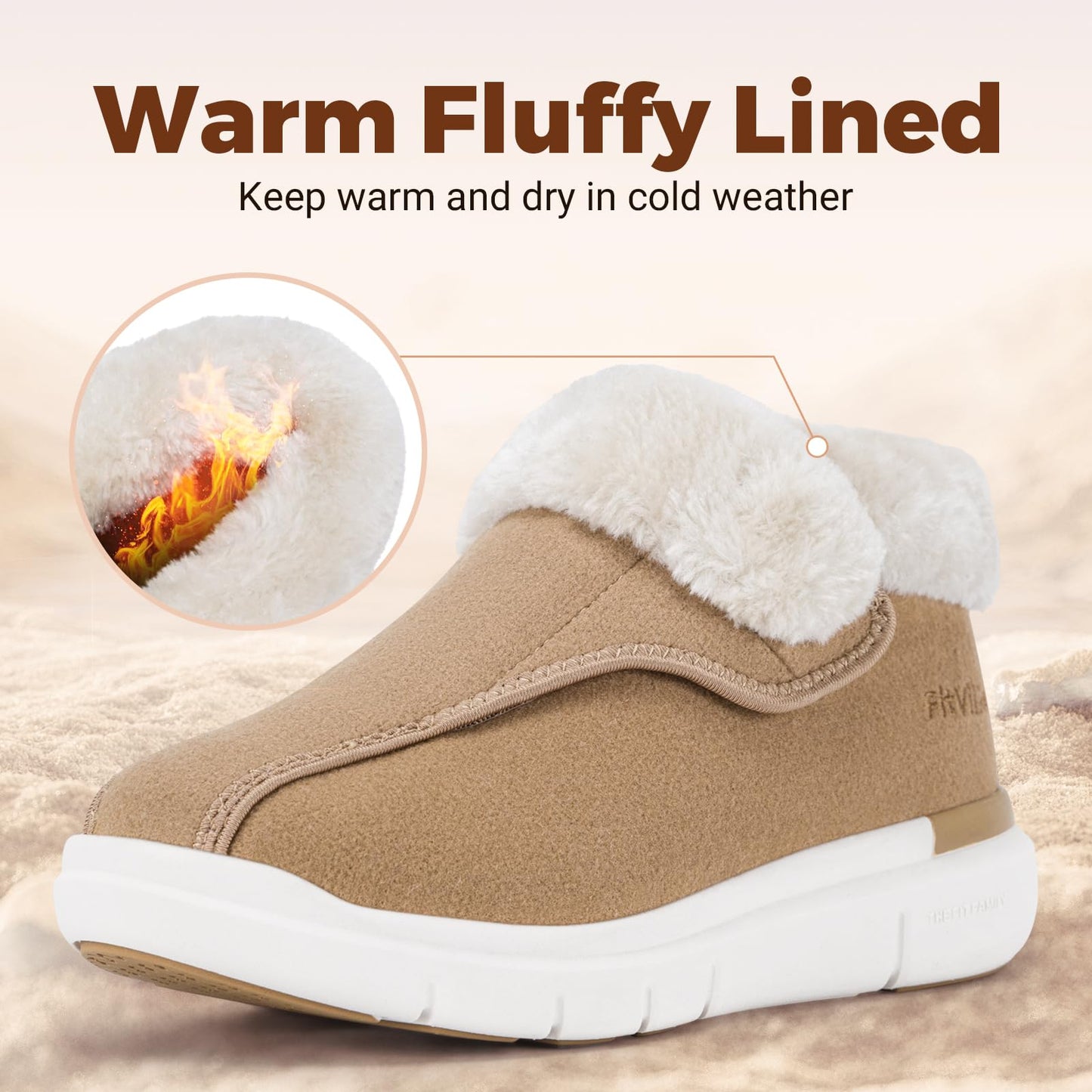 FitVille Diabetic Boots for Women Warm Diabetic Shoes for Women Wide Width Winter Ankle Boots Shoes for Swollen Feet for Elderly Foot Pain Relief Plantar Fasciitis