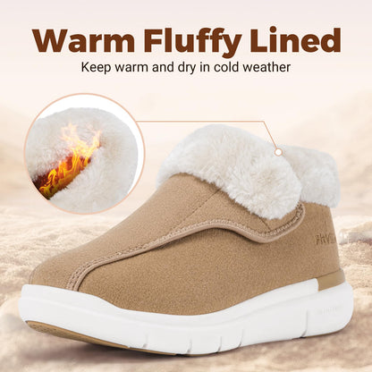 FitVille Diabetic Boots for Women Warm Diabetic Shoes for Women Wide Width Winter Ankle Boots Shoes for Swollen Feet for Elderly Foot Pain Relief Plantar Fasciitis