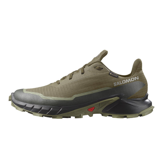 Salomon Men’s Alphacross 5 Gore-Tex, Waterproof Trail Running Shoes - Olive Night/Black/Deep Lichen Green - 7 Medium