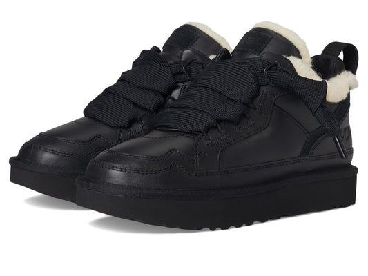 UGG Women's Lowmel Lthr Sneaker, Black, 8
