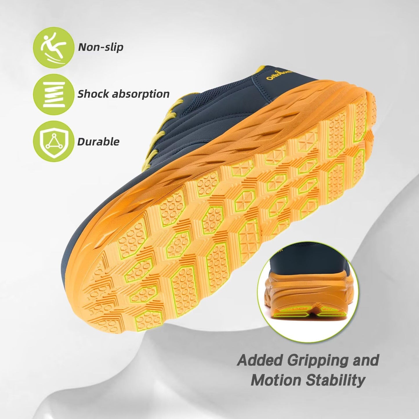 Men's Orthopedic Diabetic Wide Walking Shoes: Comfortable Plantar Fasciitis Arch Support Hammer Toes Neuropathy Recovery Tennis Shoes, Fit Outdoor Bowling Workout Sneakers Dark Blue Size 13