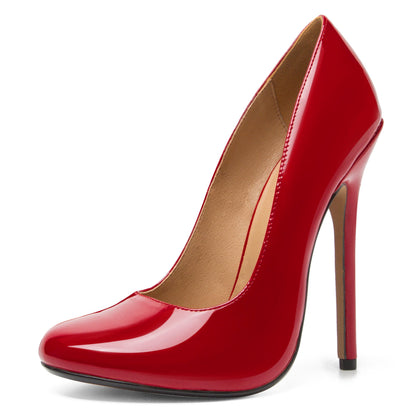 Unisex Men's Women's Round Toe High Heels Stiletto Pumps Dress Party Shoes（BLP13 Red 11）