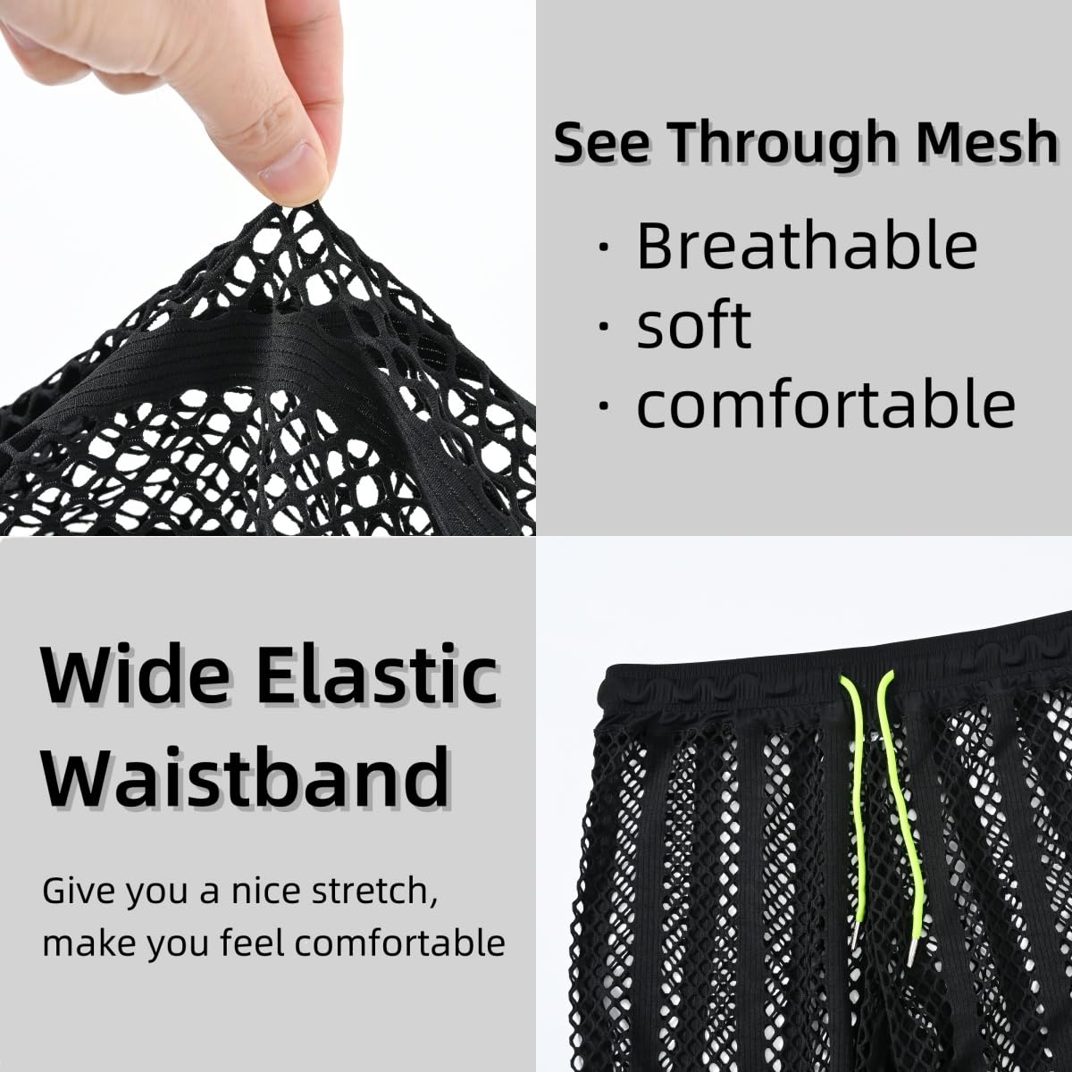 HASWECHYS Mens Fishnet Striped Lounge Pants Sexy Mesh See Through Pyjama Pants with Drawstring blm