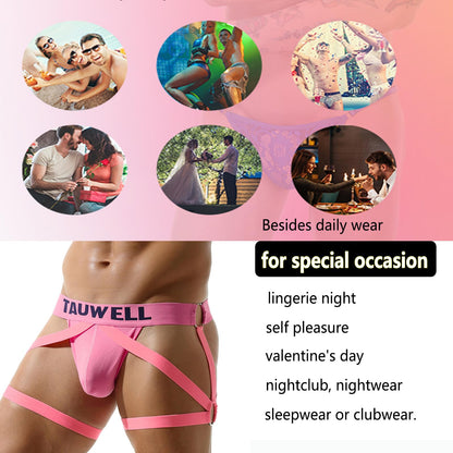 jock straps for men Men's jockstraps Underwear G-String Bikini Bulge Enhancing Ball Pouch T Back For Men Male Athletic Thongs (Pink)