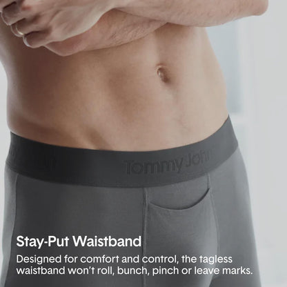 Tommy John Men's Second Skin Boxer Briefs - 3 Pack - No Ride-Up Comfortable Breathable Underwear for Men, Black, Large