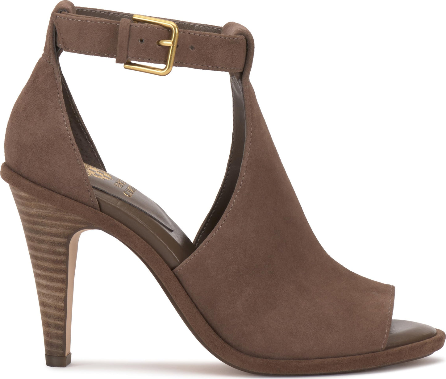 Vince Camuto Women's Frasper Buckle High Heel Sandal, Toasted Taupe, 7 M