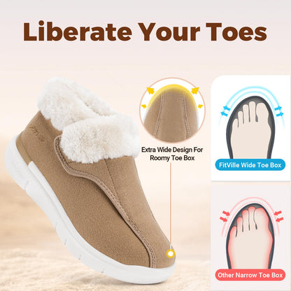 FitVille Diabetic Boots for Women Warm Diabetic Shoes for Women Wide Width Winter Ankle Boots Shoes for Swollen Feet for Elderly Foot Pain Relief Plantar Fasciitis