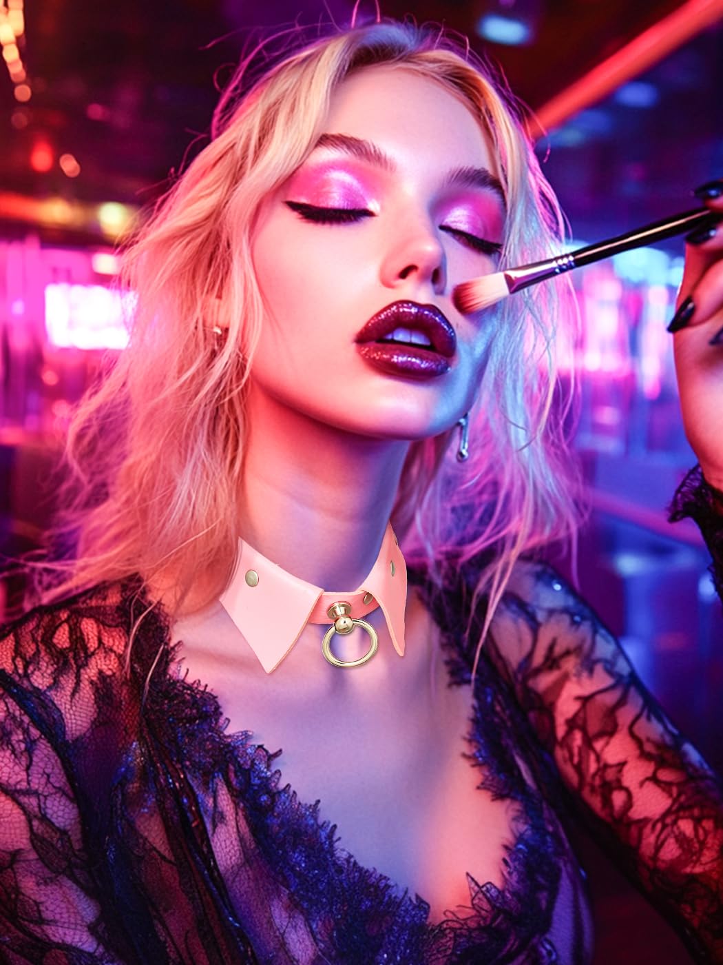Sissy Collar Choker Necklace Pink Punk Nightclub Jewelry Accessories for Women