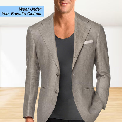 Insta Slim -Made in USA- Compression Tank-Top Shapewear for Men. Tummy Control Slimming Body-Shaper Undershirt for Back Support, Beer Belly, and Gynecomastia (Gunmetal-Large)