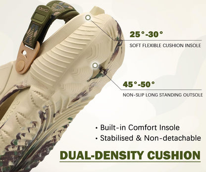 COFACE Mens Clogs with Arch Support Orthopedic Sandals for Men Orthotic 2025 Recovery Mules Man Plantar Fasciitis Summer Casual BeigeGreenCamo Size 10