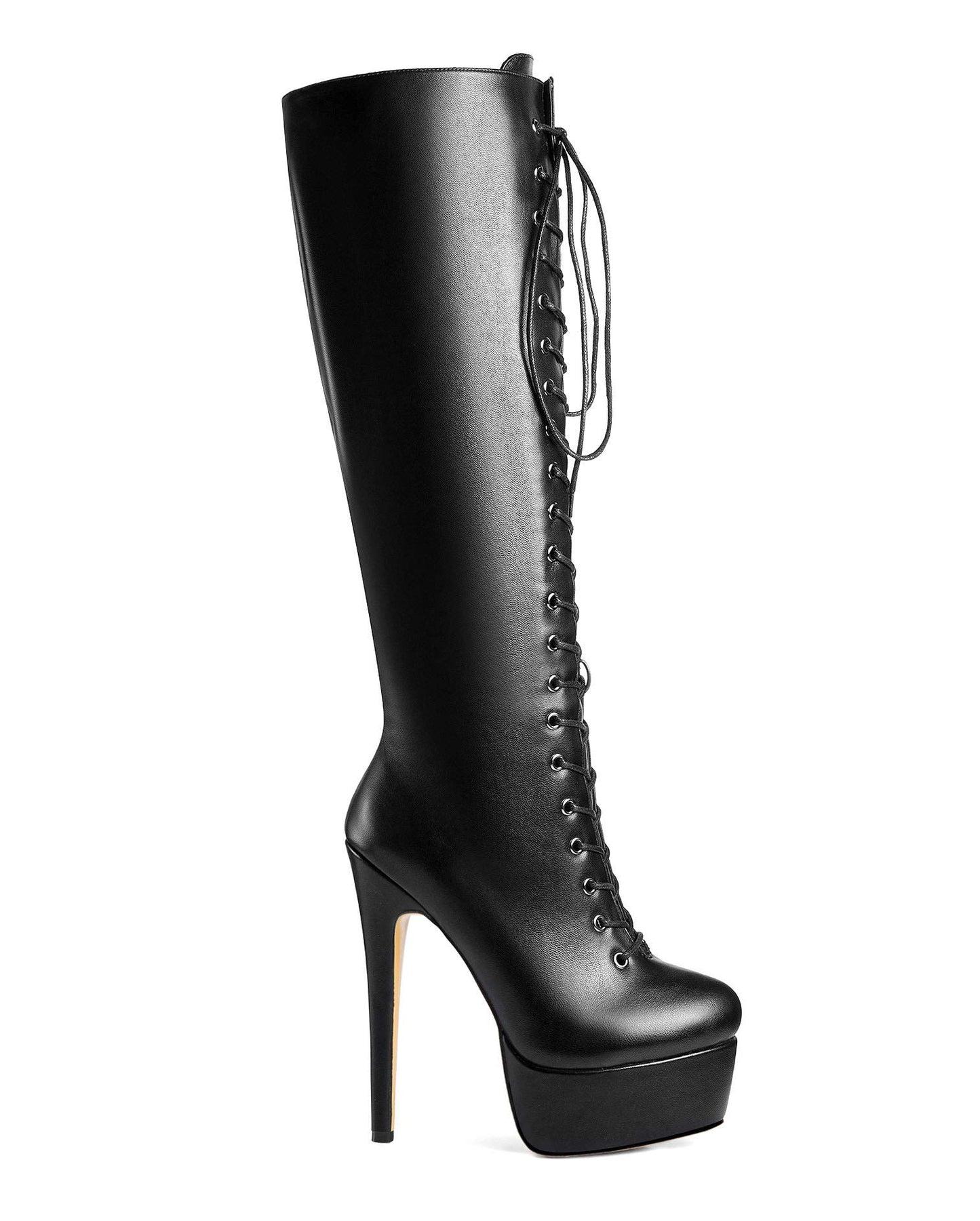 ANN CREEK - Women's 'Niwen' Knee High Sexy Fashion Ultra High Stiletto Heels Platform Lace Up Boots Black 10