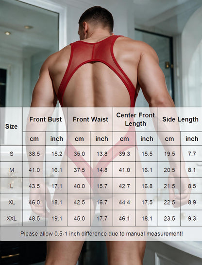Sexy Lingerie For Men Sheer Mesh One Piece Exotic Apparel Backless Bodysuit