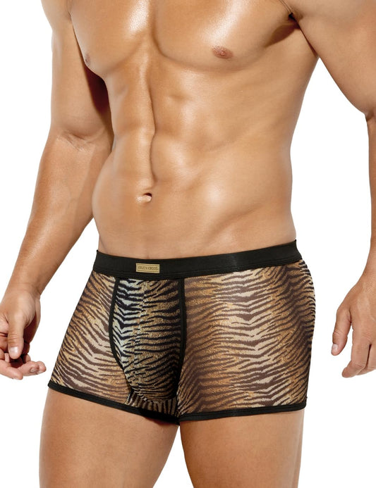 Arjen Kroos Men's Sexy Mesh Trunks Underwear Soft Breathable Boxer Briefs,GREY TIGER