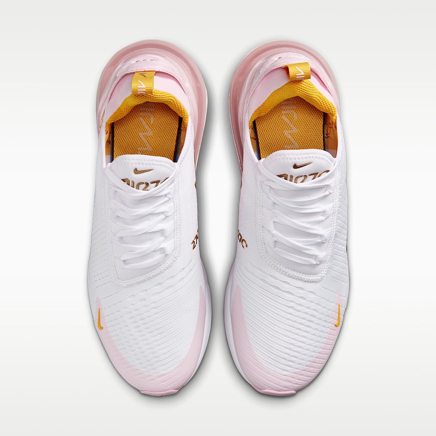 Nike Air Max 270 Women's Shoes (White/University Gold/Pink Foam/Metallic Gold) Size 7.5
