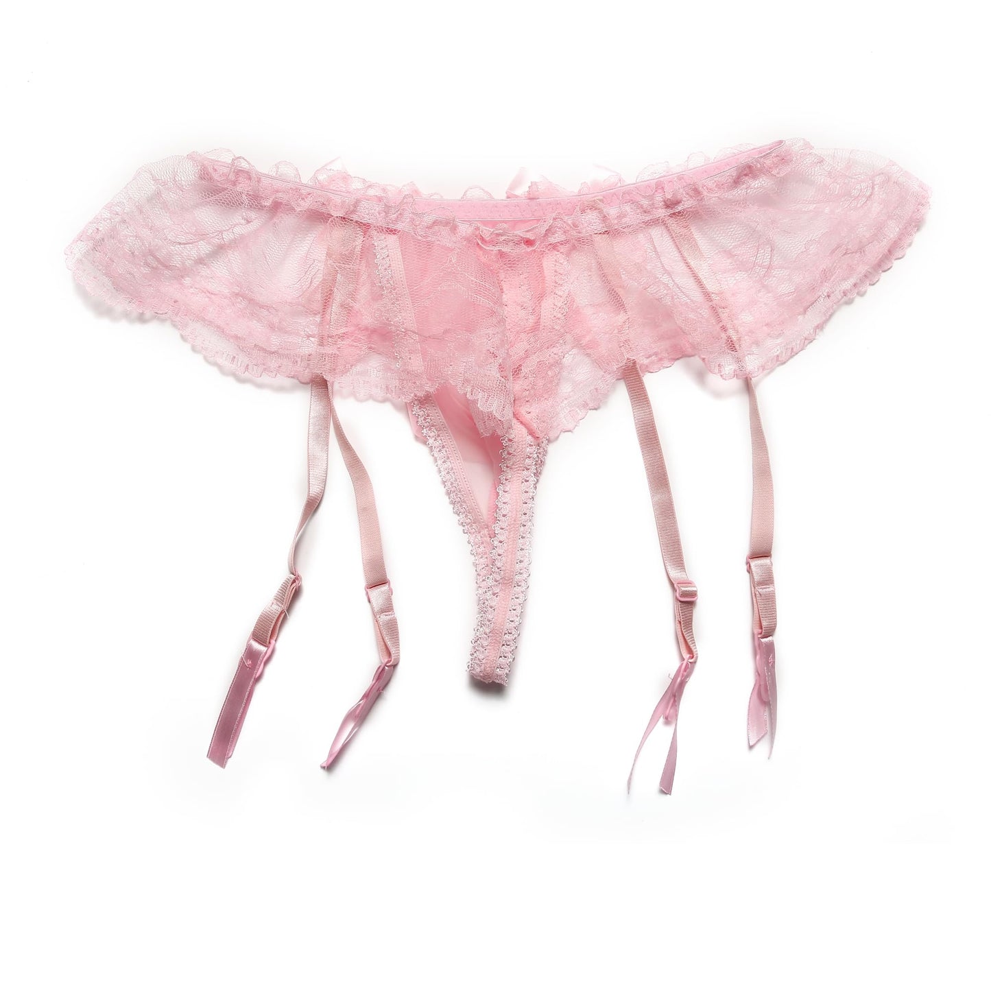 WINTOFW Lace Sissy Pouch Panties for Men Crossdressers Men's Lingerie Skirt G-String Underwear Briefs with Garters