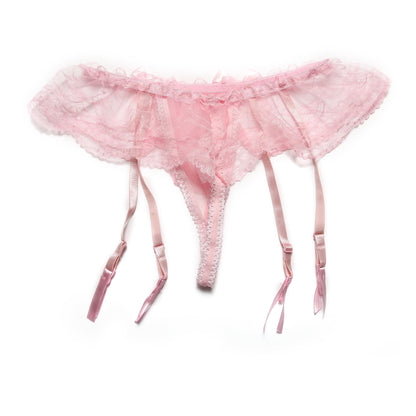 WINTOFW Lace Sissy Pouch Panties for Men Crossdressers Men's Lingerie Skirt G-String Underwear Briefs with Garters