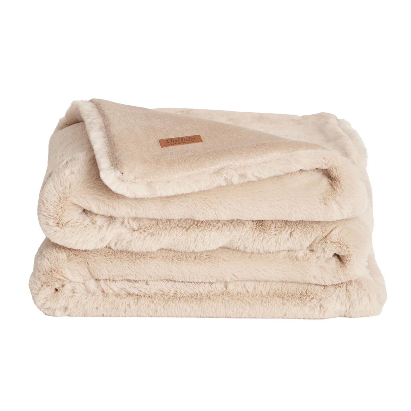 UnHide Marshmallow - Faux Fur Blanket - Heavy Weight, Extra Soft Blanket - Made from Recycled Materials - Machine Washable - Large (90" x 108") - Beige Bear