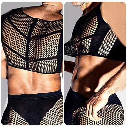 Men's Tank Tops Clothes Gay Mens Sexy Sheer Mesh Fishnet Crop Top Shirt Sissy Lingerie Exotic date nightclub Man Underwear for Men
