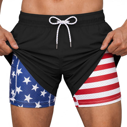Men Swim Trunks Compression Liner Quick Dry Drawstring Zipper Pockets Inseam Male Swimwear Swimsuit Swimtrunks Boardshorts Bathing Suit Beach Pool Board Surf Short Mesh Essentials