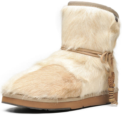 AUMU Women's Classic Mini Sheepskin Winter Boot Fur Boot White Size 10
