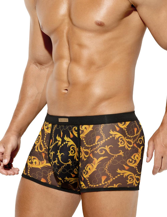 Arjen Kroos Men's Sexy Mesh Trunks Underwear Soft Breathable Boxer Briefs,GOLD CHAIN-AK3028,XX-Large