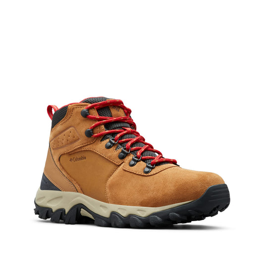 Columbia Mens Newton Ridge Plus II Suede Waterproof, Elk/Mountain Red, 8