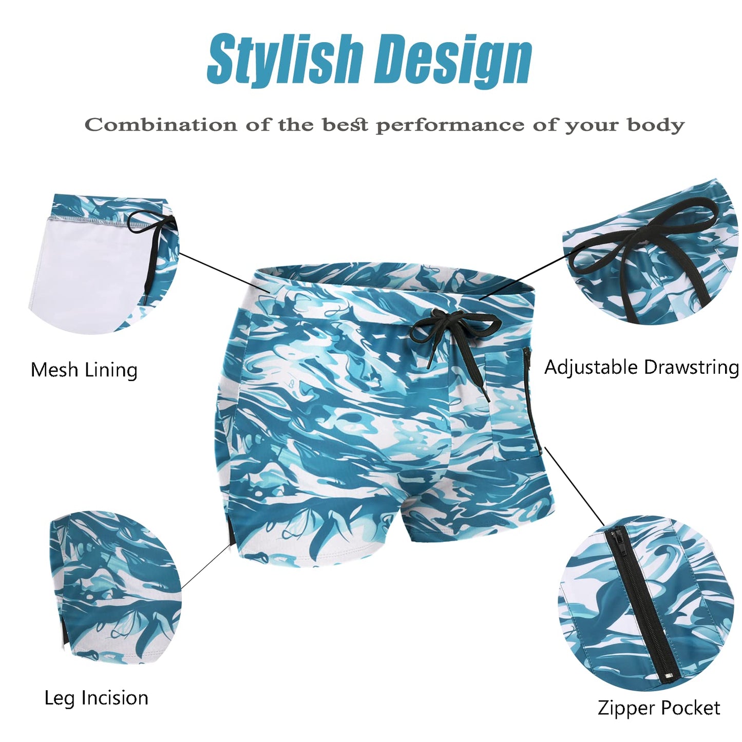 COOFANDY Mens Swim Trunks Swimwear Bathing Suit Swim Brief Square Leg Board Short