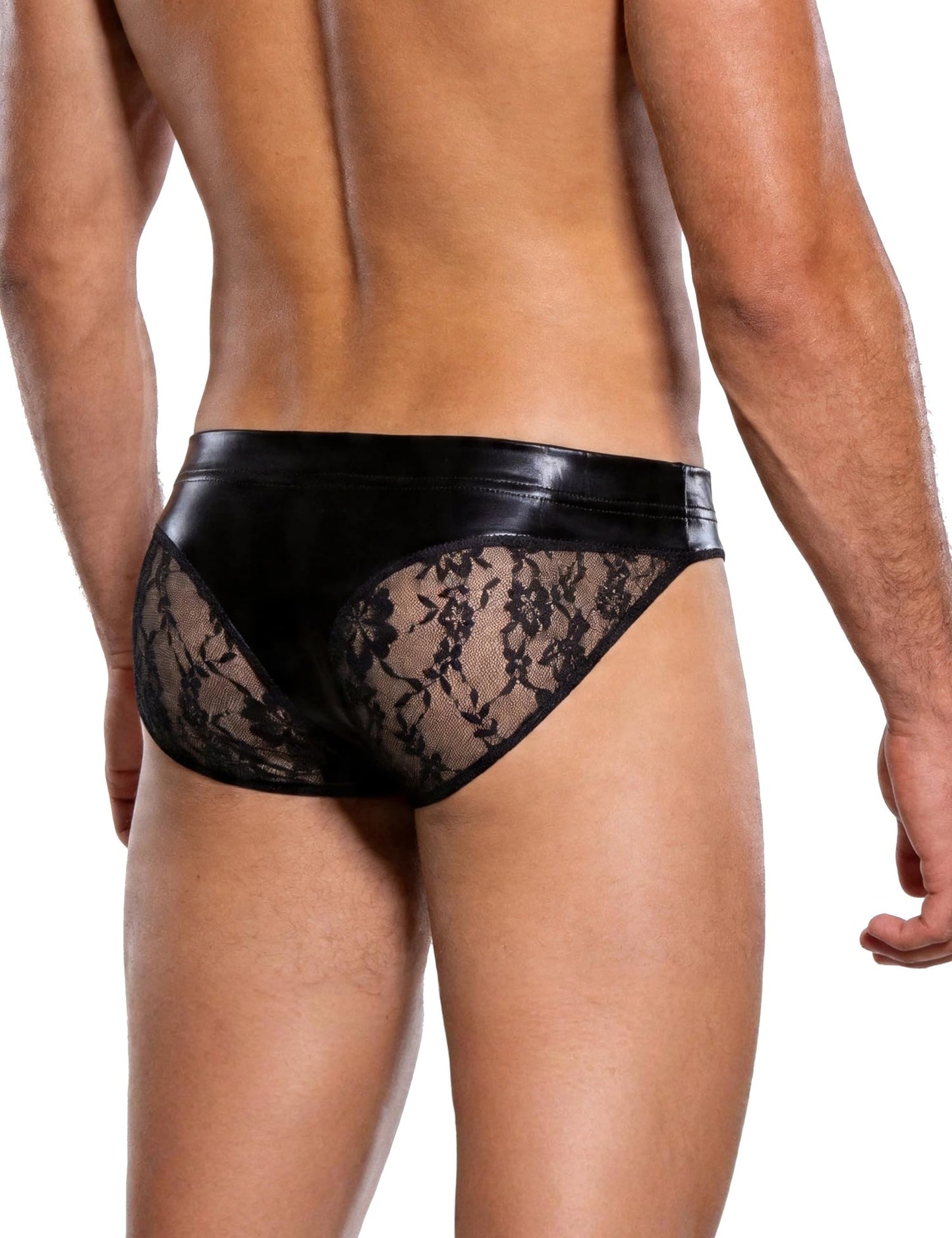sunshinelady Men's Briefs Underwear, Lace G-String, Faux Leather Sissy Panties, Glossy Stretch Jockstrap with Pouch, S-XL