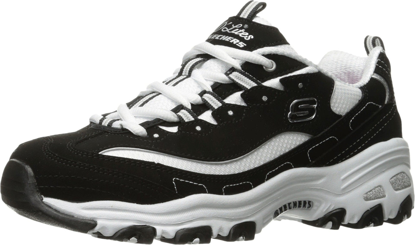 Skechers Women's D'lites - Me Time, Black/White, 5 Wide