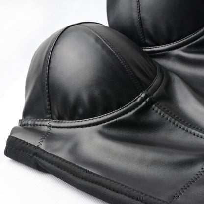 PU Leather Bustier Crop Top Gothic Punk Push Up Women's Corset Top Bra Black X-Large