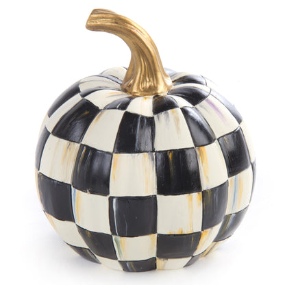 MACKENZIE-CHILDS Resin Pumpkin, Mini, Black-and-White Courtly Check