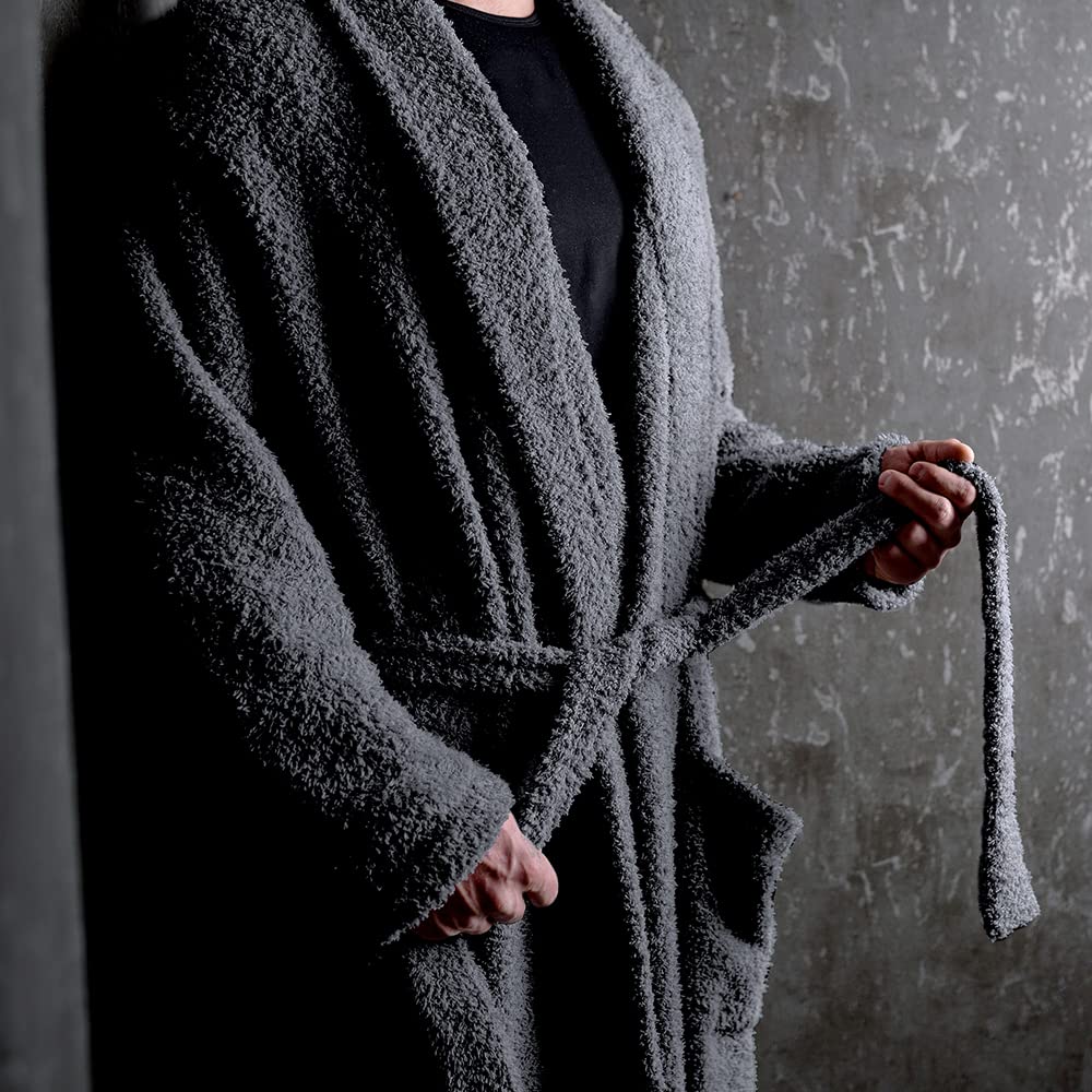 LUXOME Ultra Plush Robe (Medium) | Full-length | Dual Belt Loops | Unisex | Soft & Cozy | Charcoal