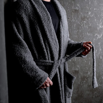 LUXOME Ultra Plush Robe (Medium) | Full-length | Dual Belt Loops | Unisex | Soft & Cozy | Charcoal