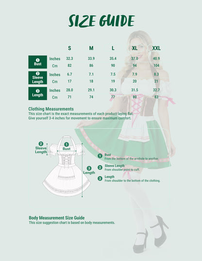 Spooktacular Creations Oktoberfest Outfits Women Costume, German Bavarian Dirndl Dress Beer Girl Garden Babe Maid Set for Cosplay Carnival Halloween Party,Green(Medium)