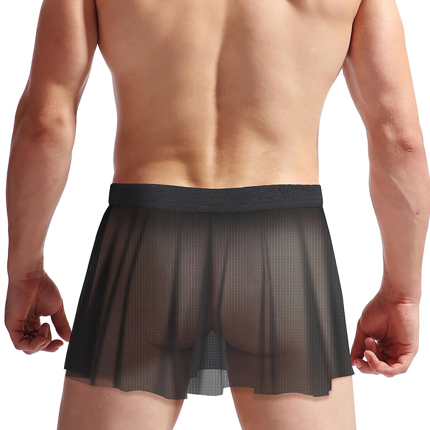 Mens Sissy Skirt Crossdressing Apparel See Through Mesh Mini Skirt Crossdresser Gay Underwear Sheer Panties Lingerie Black