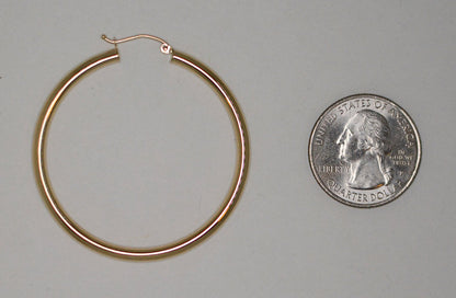 Large 14K Yellow Gold Thick Tube Hoop Earrings, (3mm Tube)