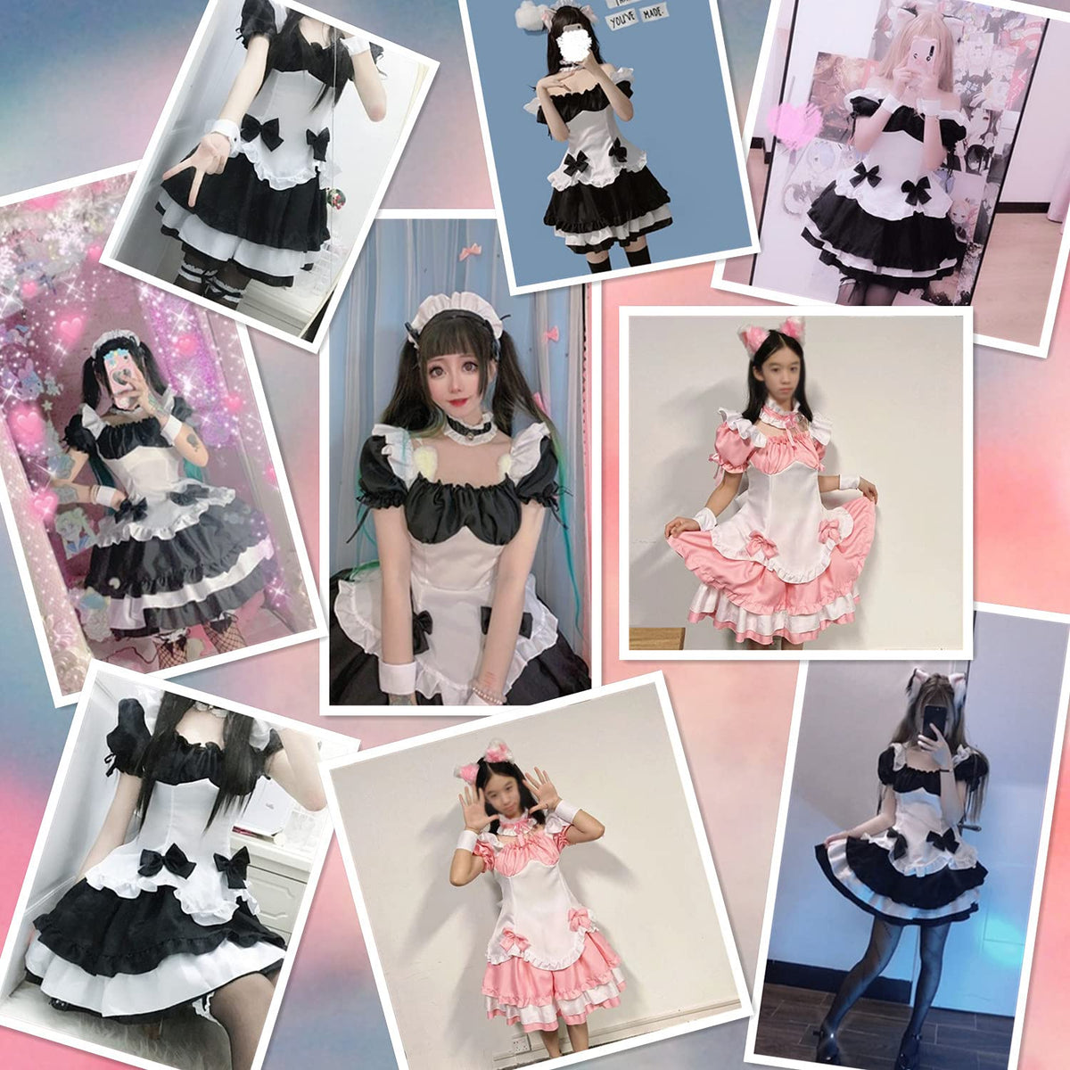 Anime French Maid Lolita Fancy Queen Princess Dress Cosplay Costume - Sissy. - Feminization （Pink XL）