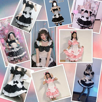 Anime French Maid Lolita Fancy Queen Princess Dress Cosplay Costume - Sissy. - Feminization （Pink XL）