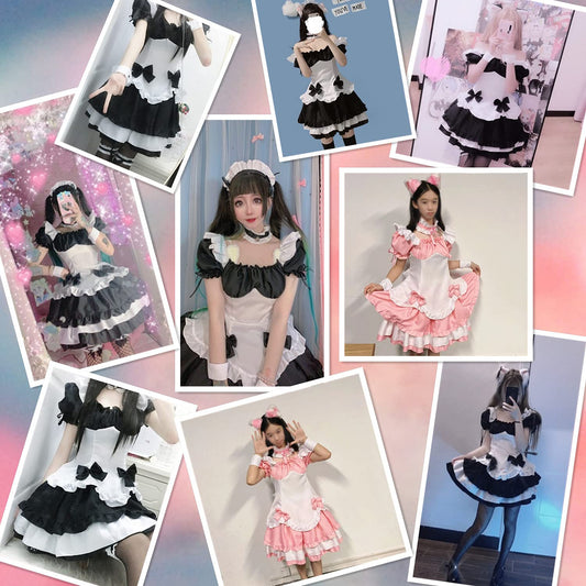 Anime French Maid Lolita Fancy Queen Princess Dress Cosplay Costume - Sissy. - Feminization （Pink XL）