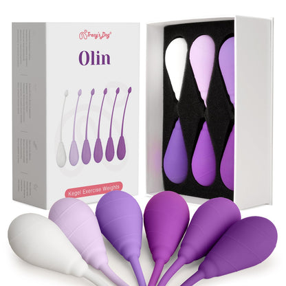 Tracy's Dog Kegel Weights System for Women - 6 Graduated Silicone Weights, Ergonomic Tapered Design, Waterproof with Storage Pouch, Olin