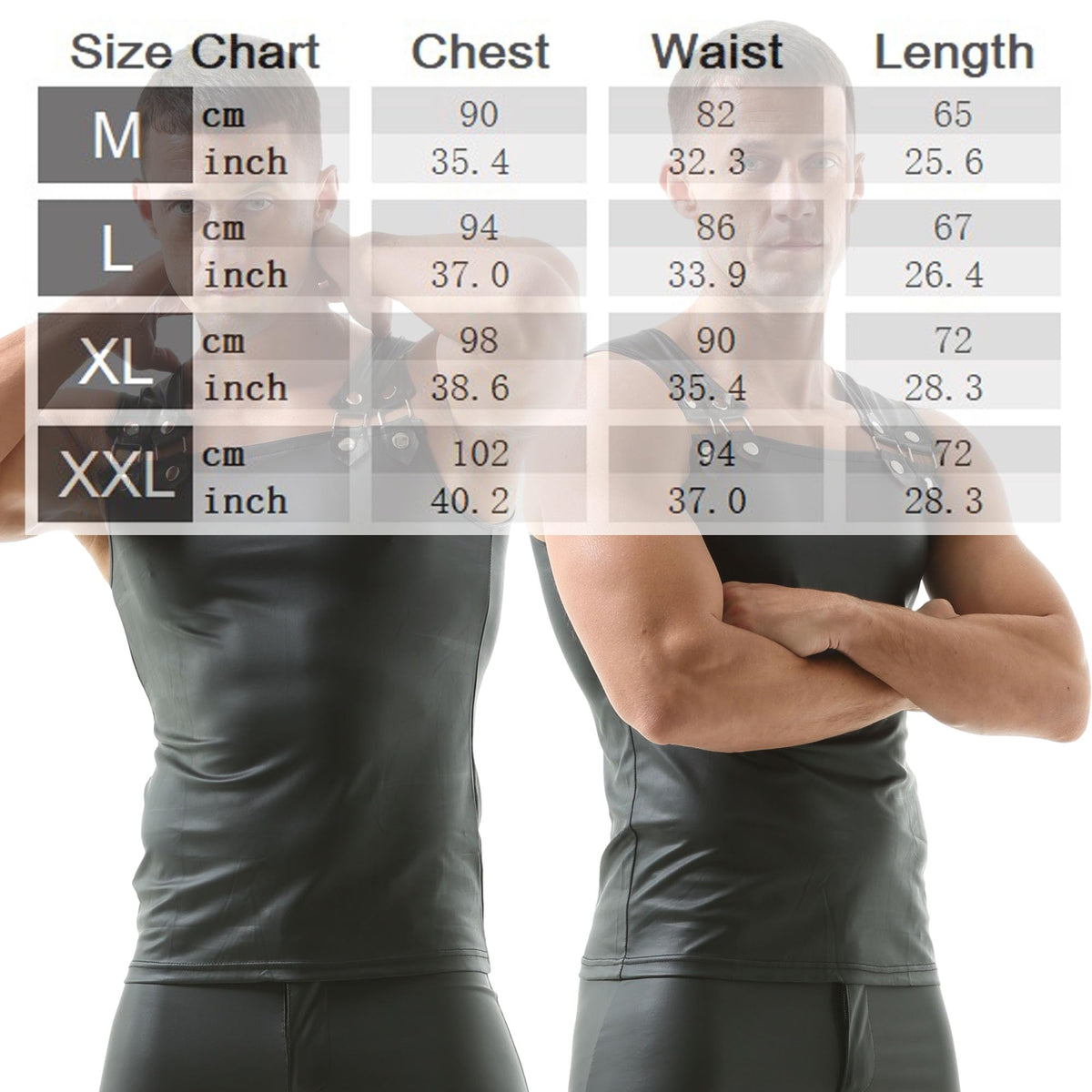 Men's Faux Leather Vest Sleeveless Undershirt Wet Look Tank Top Shirt Clubwear Black