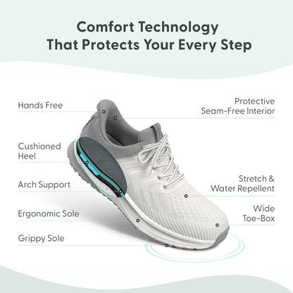 Orthofeet Men's Orthopedic White Hands-Free Tilos Slip-On Sneakers, Size 10 Medium