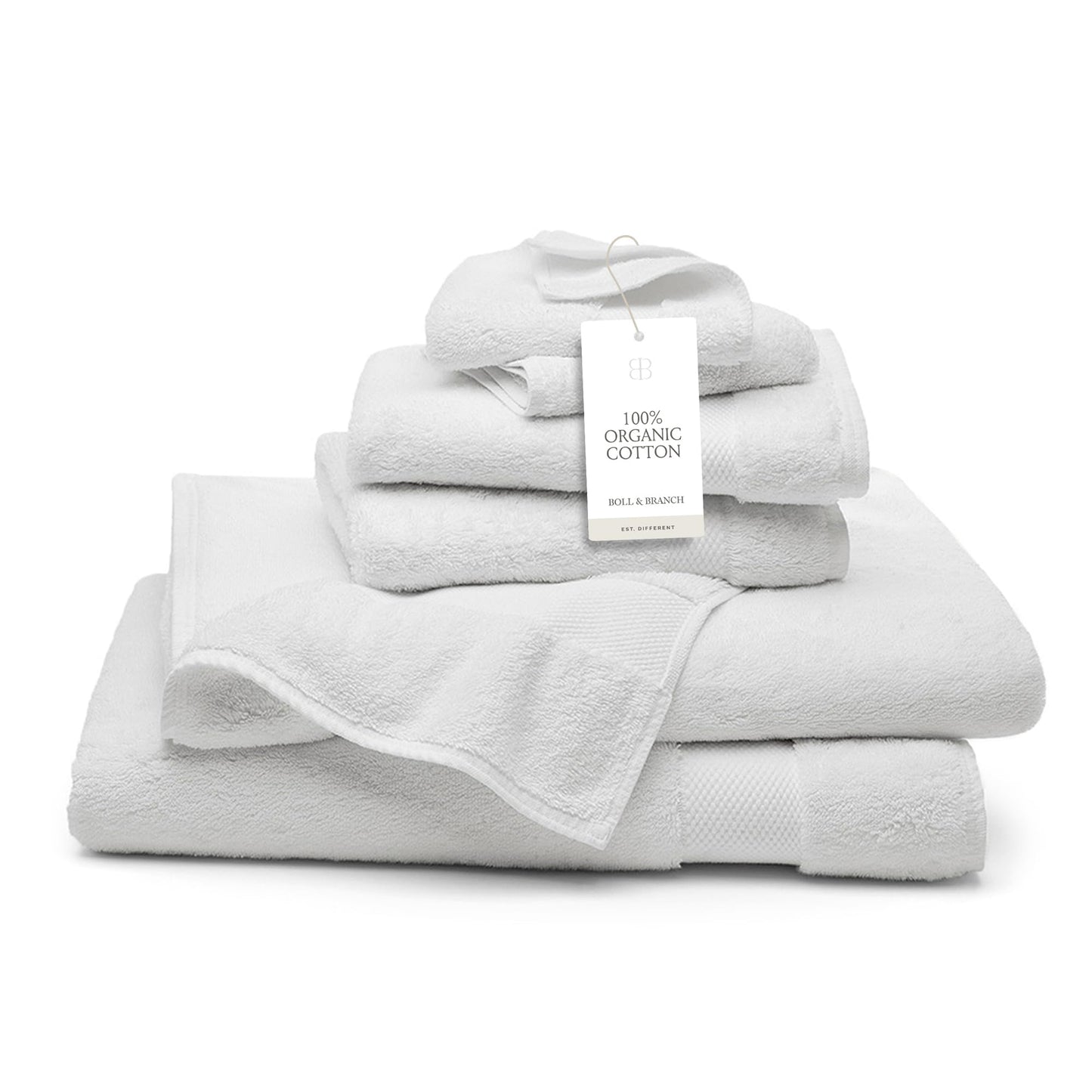 BOLL & BRANCH Plush Bath Sheet Set - White - 6 Piece - Includes 2 Oversized Bath Sheets, 2 Hand Towels & 2 Washcloths - 100% Organic Cotton - Ultra Soft & Luxurious - Quick Absorbing