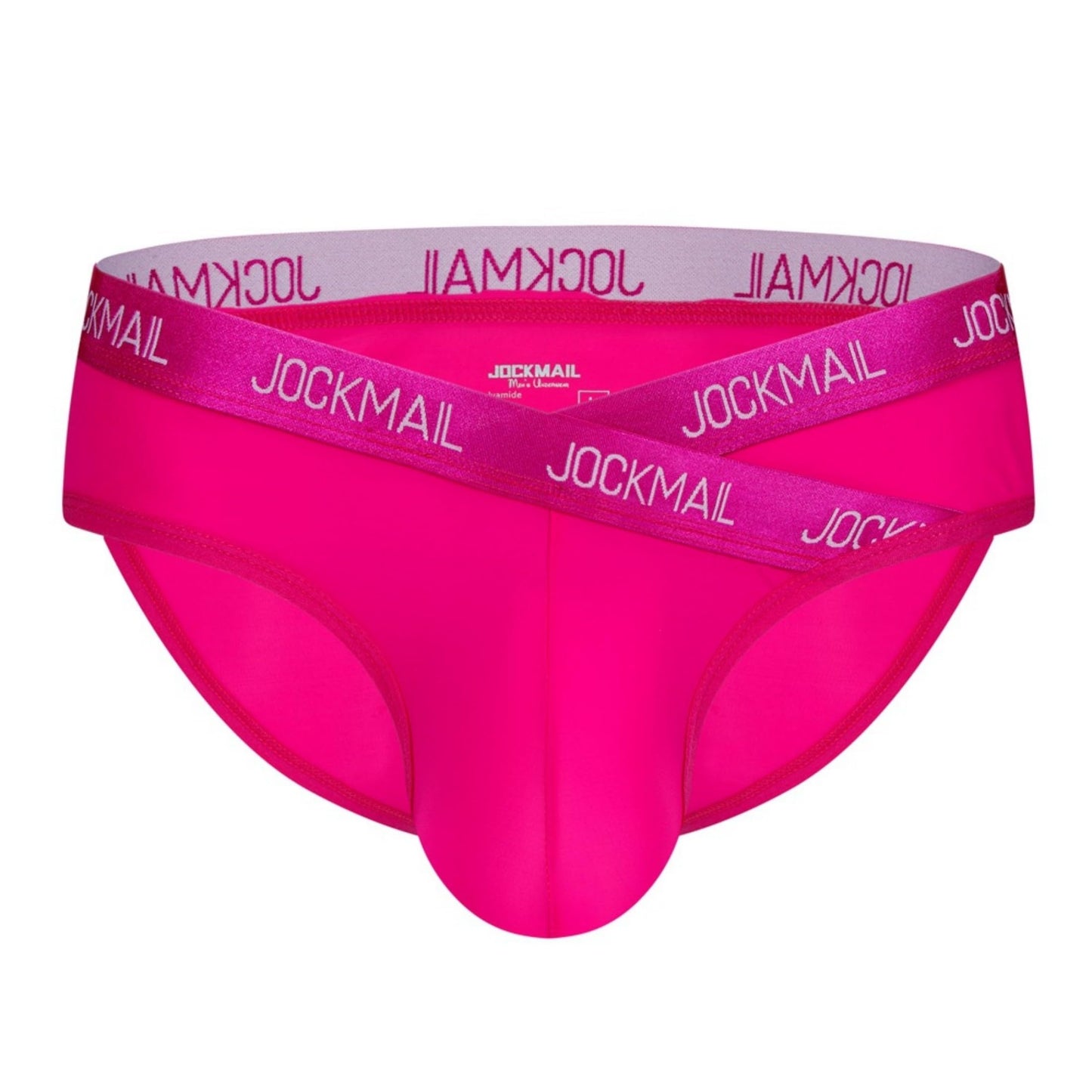 JOCKMAIL Men's Low Rise Sexy Briefs Breathable Ice Silk Underwear Athletic Letter Print Lightweight Triangle Cut (US, Alpha, Medium, Regular, Regular, Rose)