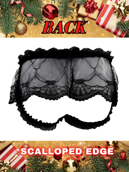 ChiaoLezhee Mens Lace Sexy Underwear, Sissy Pouch Panties Femboy For Men, Low Rise Bow Lingerie Fits 32-42, Sheer Girly, Red, One Size