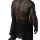 JOGAL Men's Mesh Fishnet Fitted Muscle Cardigan Large WG05 Black